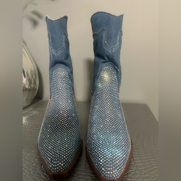 Blue Rhinestone Cowboy Boots - Picture 5 of 7